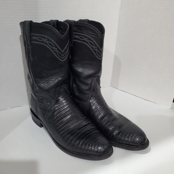 Justin Cowgirl Boots 👢 Lizzard 🦎 and Kid Skin Size 8 B Ladies L👀K - Picture 1 of 12